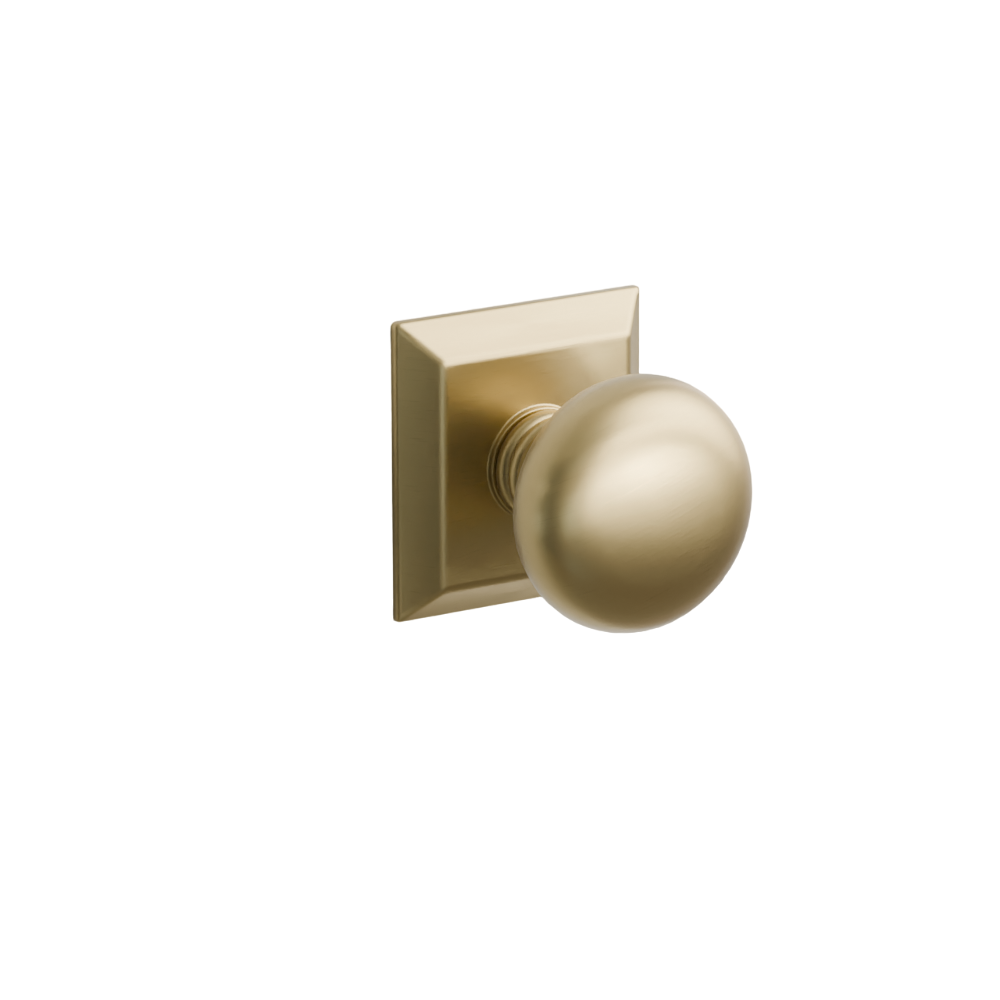 Emtek Door Handle - Providence Knob Quincy Rosette - Classic Brass