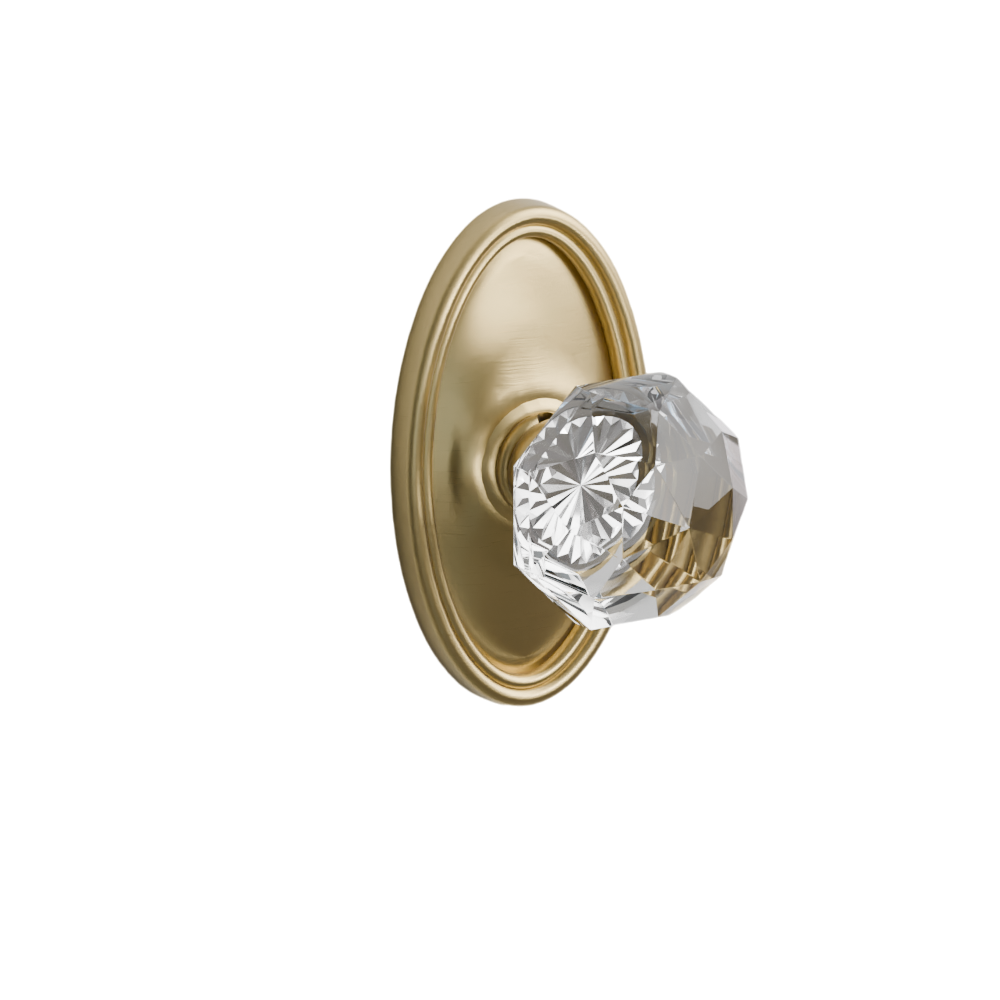 Emtek Door Handle - Diamond Knob Oval Rosette - Glass