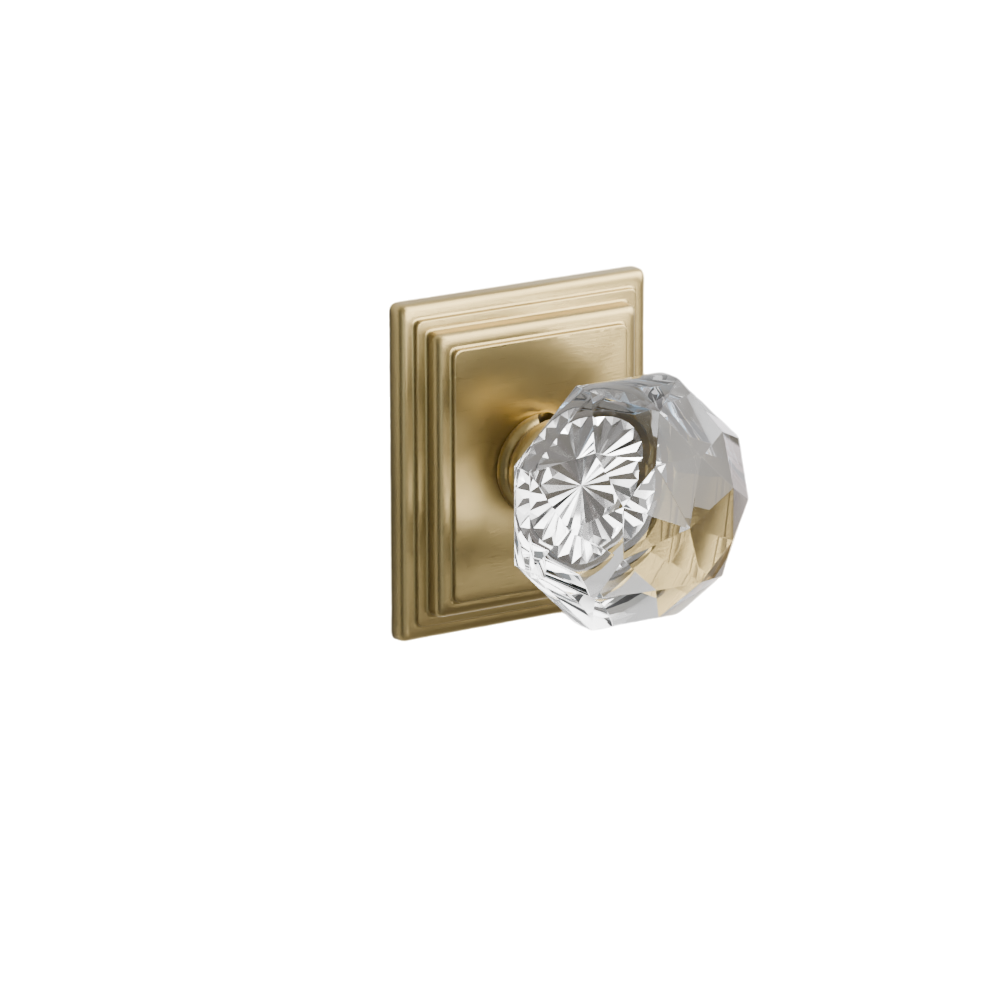 Emtek Door Handle - Diamond Knob Wilshire Rosette - Glass