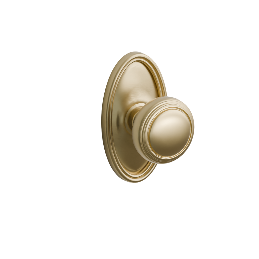 Emtek Door Handle - Norwich Knob Oval Rosette - Classic Brass