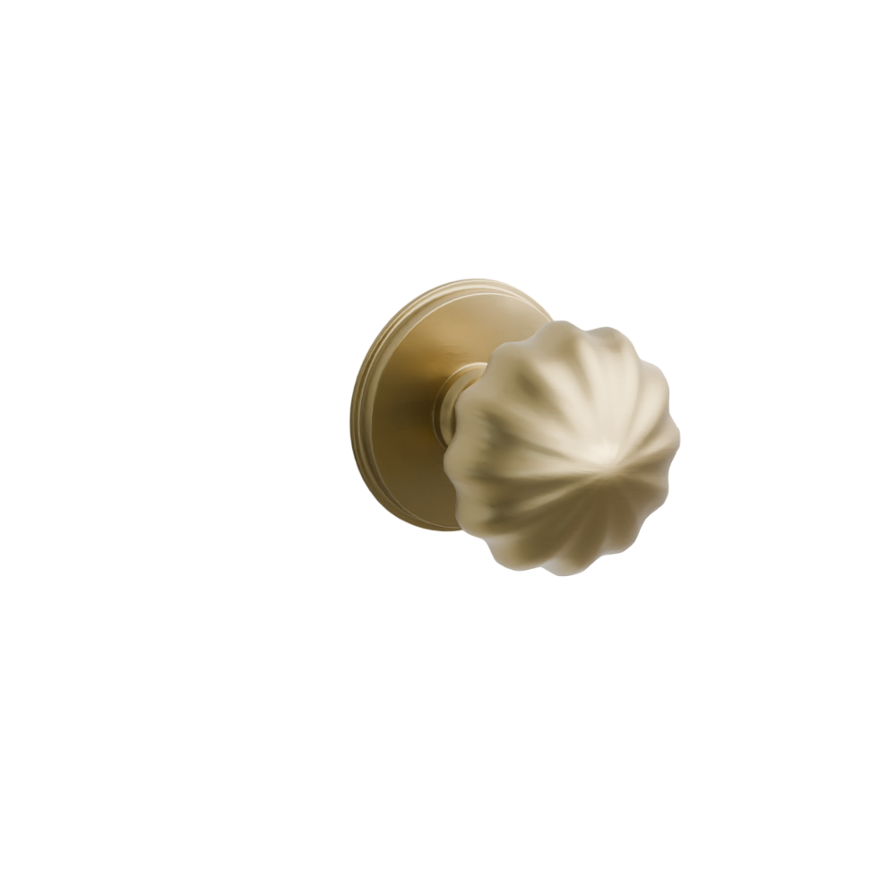 Emtek Door Handle - Melon Knob Watford Rosette - Classic Brass