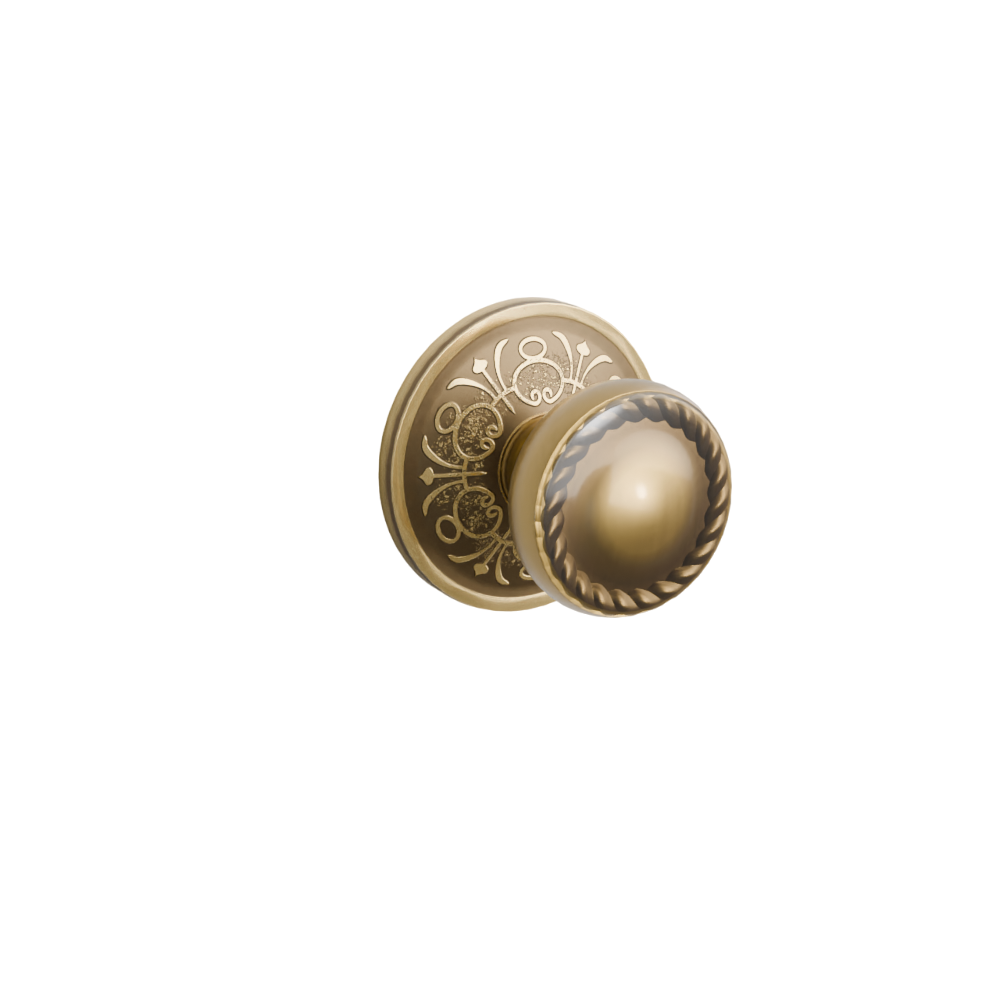 Emtek Door Handle - Rope Knob Lancaster Rosette - Designer Brass