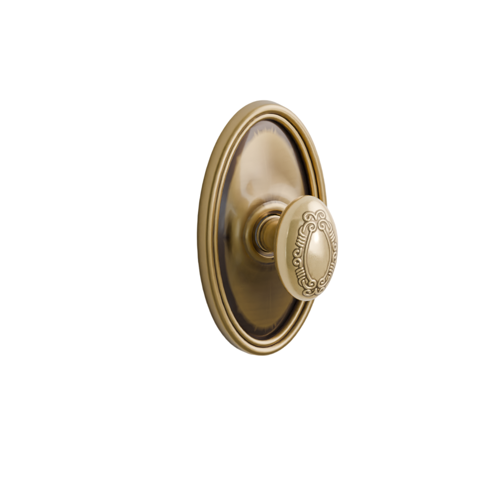 Emtek Door Handle - Victoria Knob Oval Rosette - Designer Brass
