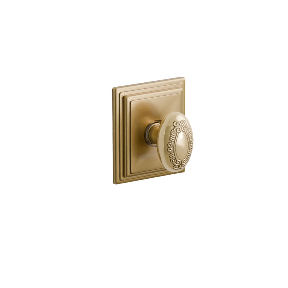 Emtek Door Handle - Victoria Knob Wilshire Rosette - Designer Brass
