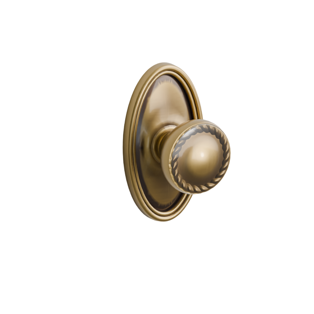 Emtek Door Handle - Rope Knob Oval Rosette - Designer Brass