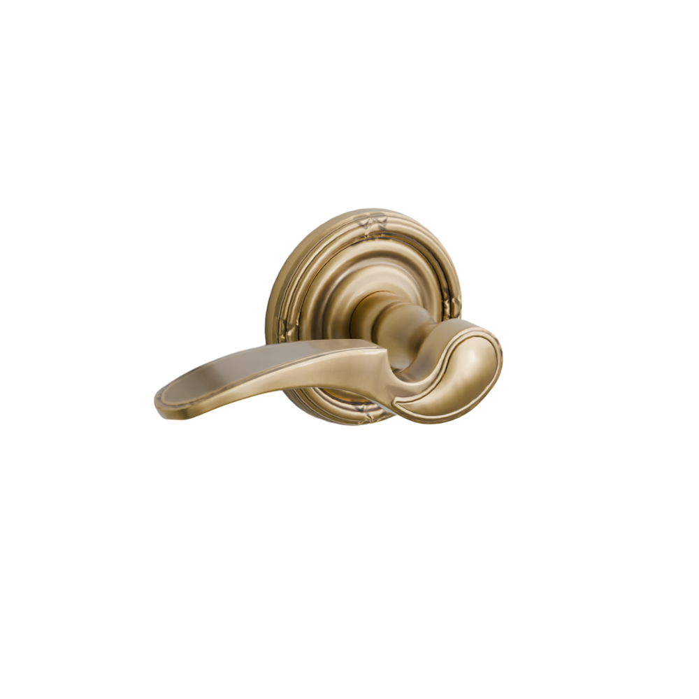 Emtek Door Handle - Coventry Lever Ribbon & Reed Rosette - Designer Brass