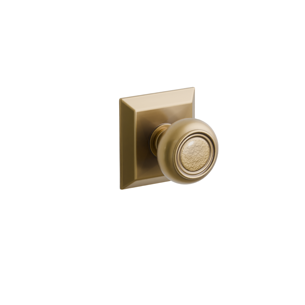 Emtek Door Handle - Belmont Knob Quincy Rosette - Designer Brass