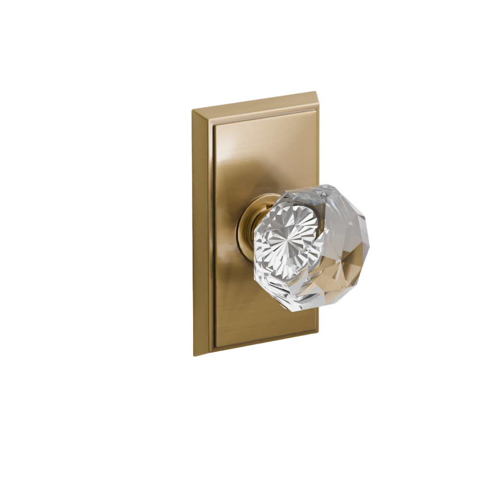 Emtek Door Handle - Diamond Knob Rectangular Rosette - Glass