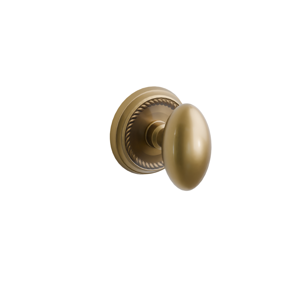 Emtek Door Handle - Egg Knob Rope Rosette - Classic Brass