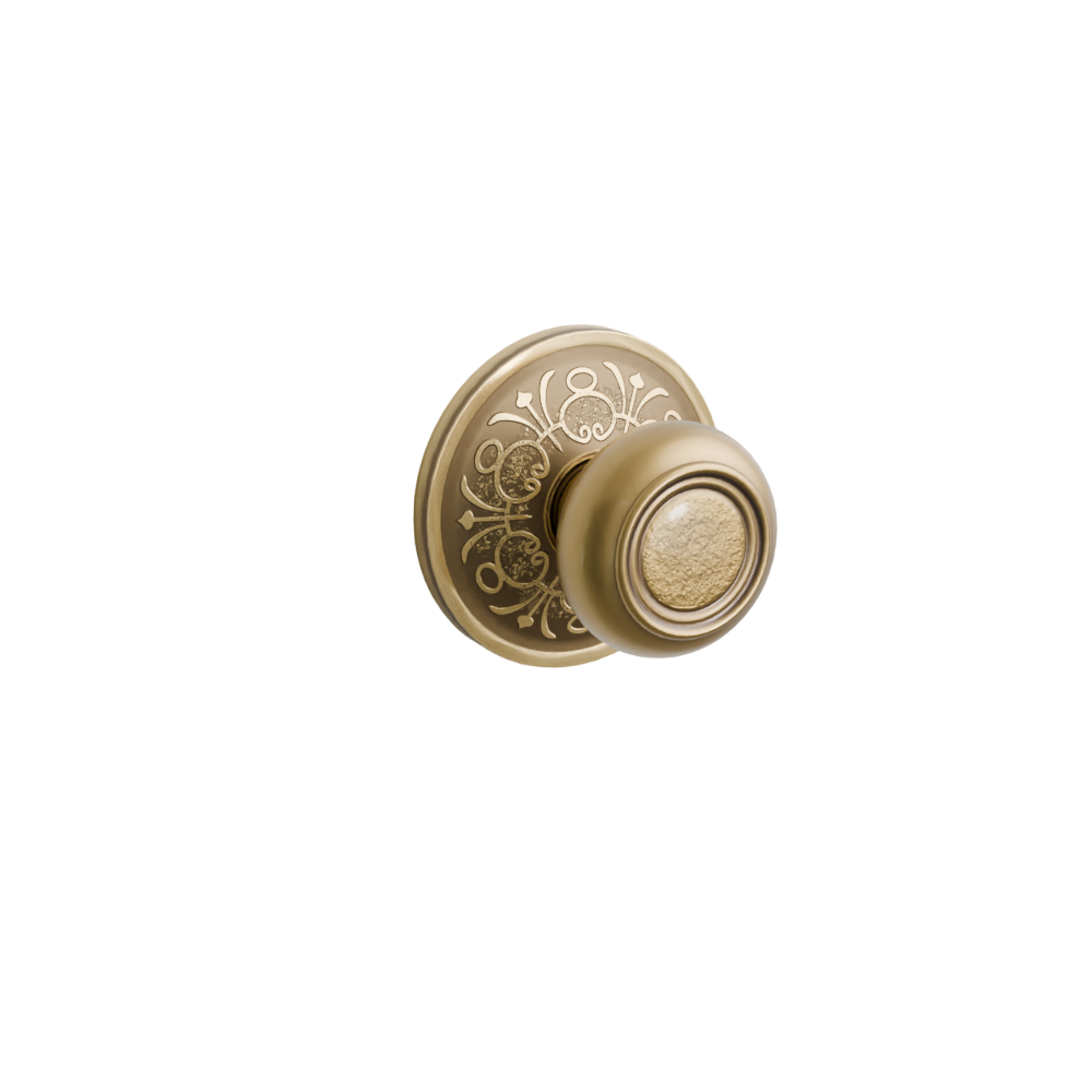 Emtek Door Handle - Belmont Knob Lancaster Rosette - Designer Brass