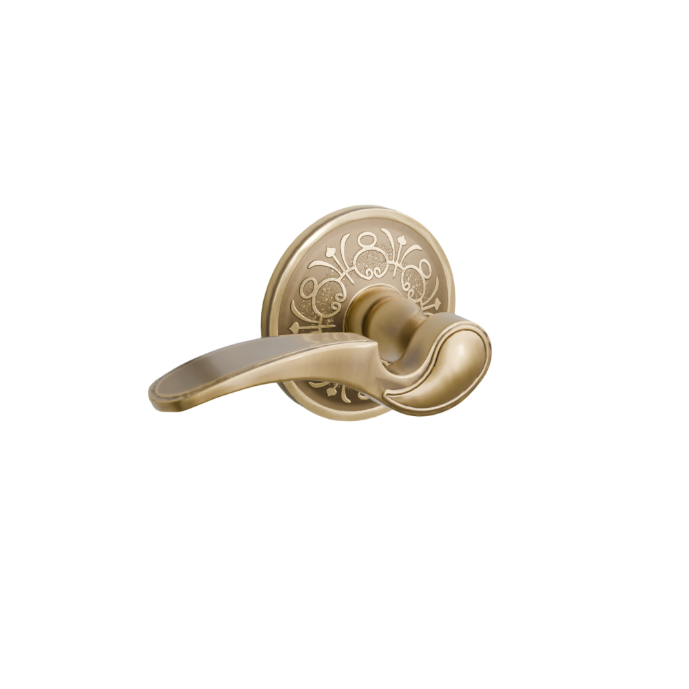 Emtek Door Handle - Coventry Lever Lancaster Rosette - Designer Brass