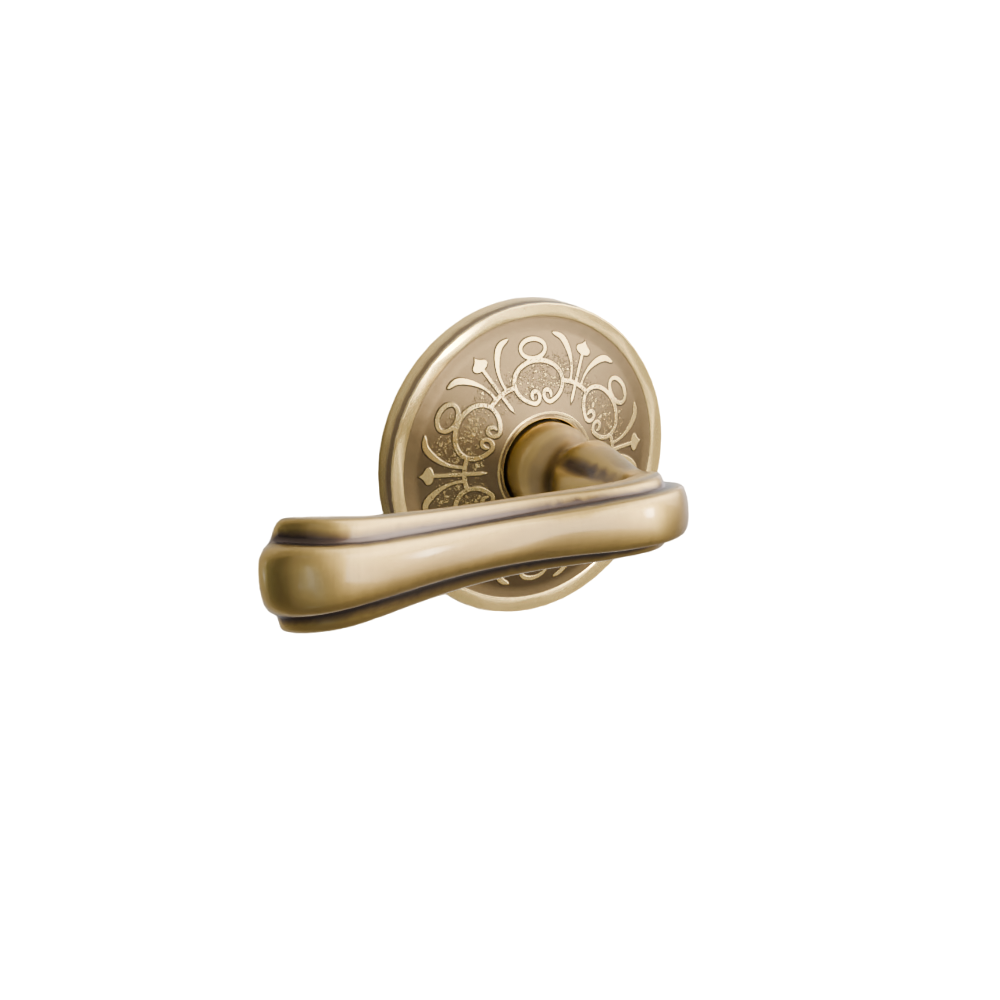 Emtek Door Handle - Wembley Lever Lancaster Rosette - Designer Brass