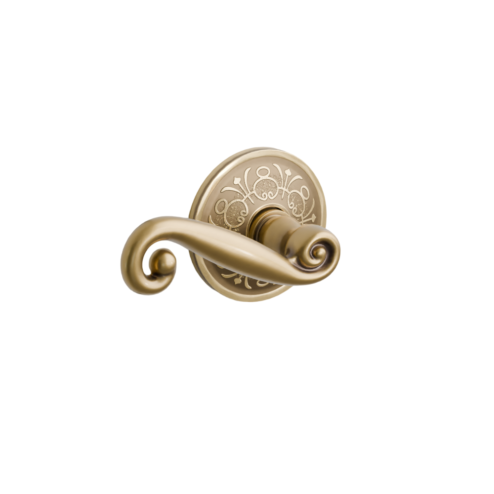Emtek Door Handle - Rustic Lever Lancaster Rosette - Designer Brass