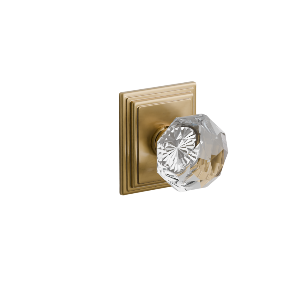 Emtek Door Handle - Diamond Knob Wilshire Rosette - Glass