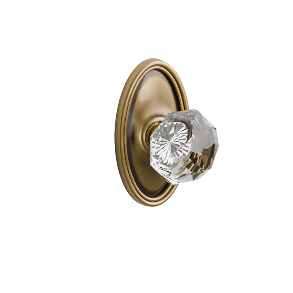 Emtek Door Handle - Diamond Knob Oval Rosette - Glass