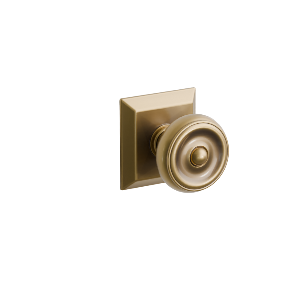 Emtek Door Handle - Waverly Knob Quincy Rosette - Classic Brass