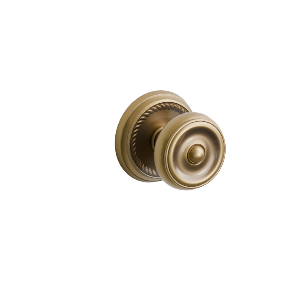 Emtek Door Handle - Waverly Knob Rope Rosette - Classic Brass