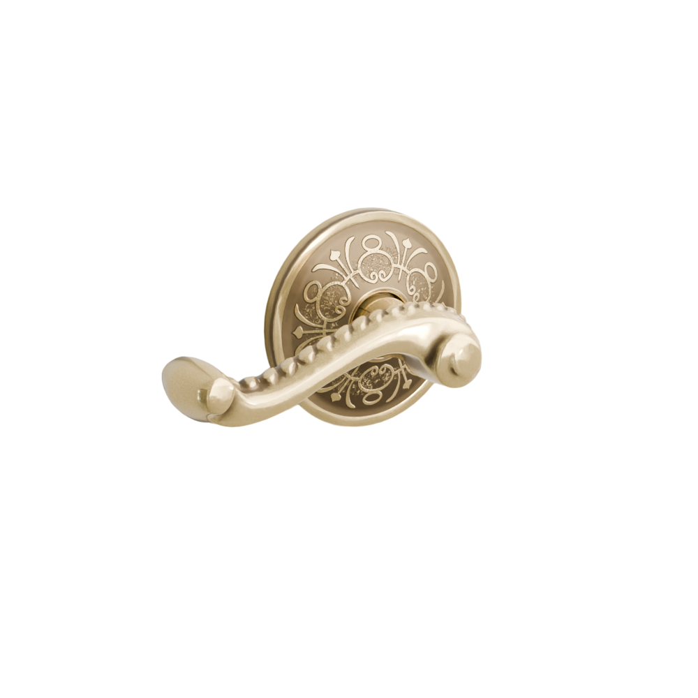 Emtek Door Handle - Rope Lever Lancaster Rosette - Designer Brass