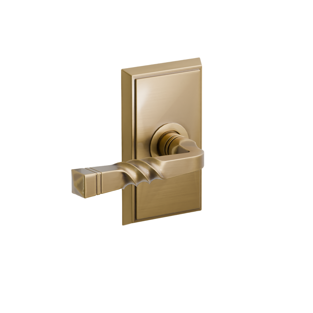 Emtek Door Handle - Santa Fe Lever Rectangular Rosette - Designer Brass