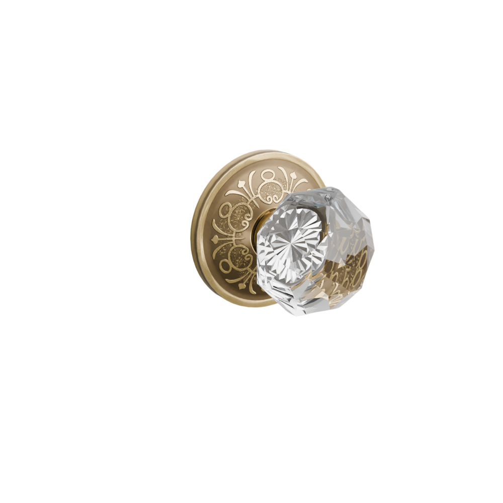 Emtek Door Handle - Diamond Knob Lancaster Rosette - Glass