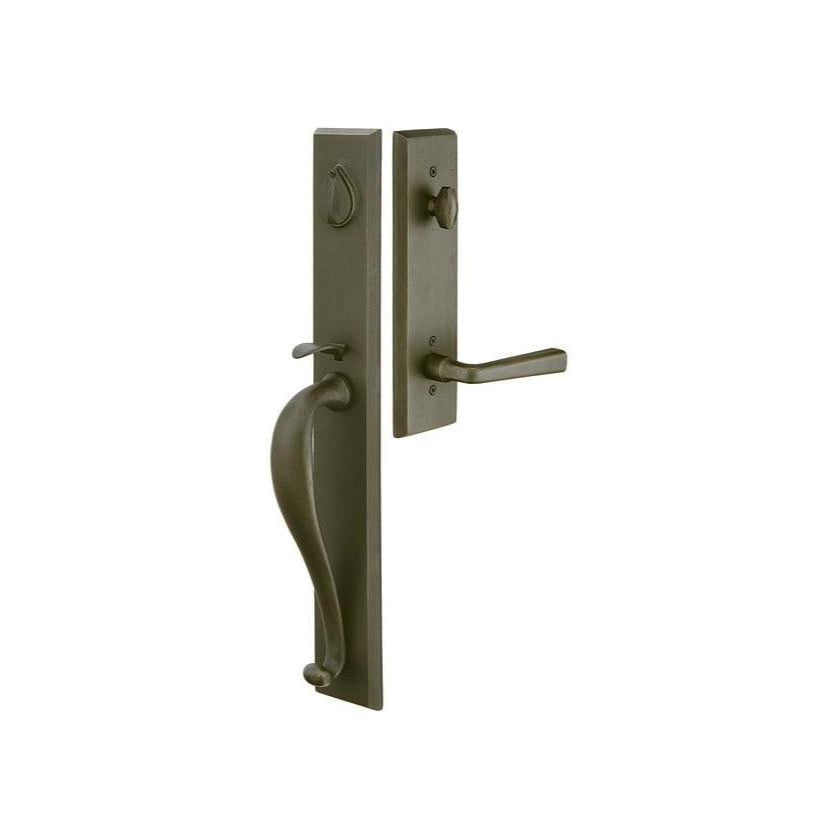 Emtek Sandcast Bronze Tubular Entrance Handlesets - Rectangular Full Length