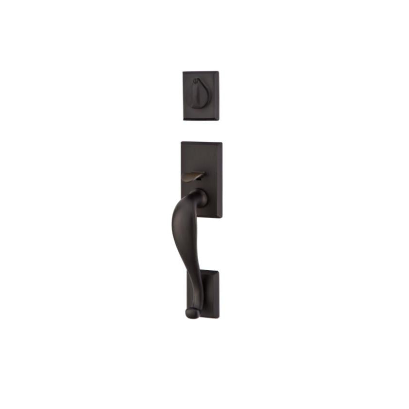 Emtek Sandcast Bronze Tubular Entrance Handlesets - Rectangular Sectional