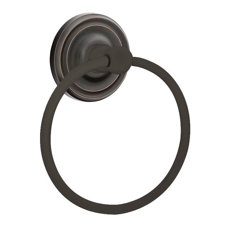 Emtek Traditional Brass Towel Ring with Small Regular Rosette