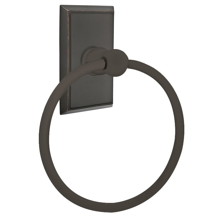 Emtek Traditional Brass Towel Ring with Rectangular Rosette