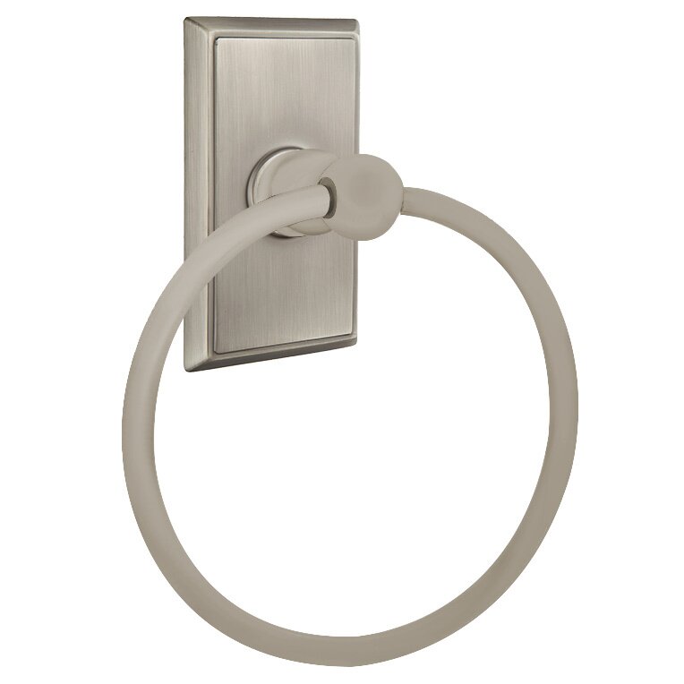 Emtek Traditional Brass Towel Ring with Rectangular Rosette