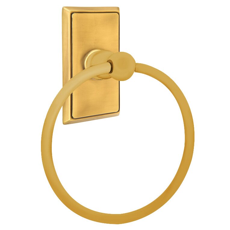 Emtek Traditional Brass Towel Ring with Rectangular Rosette