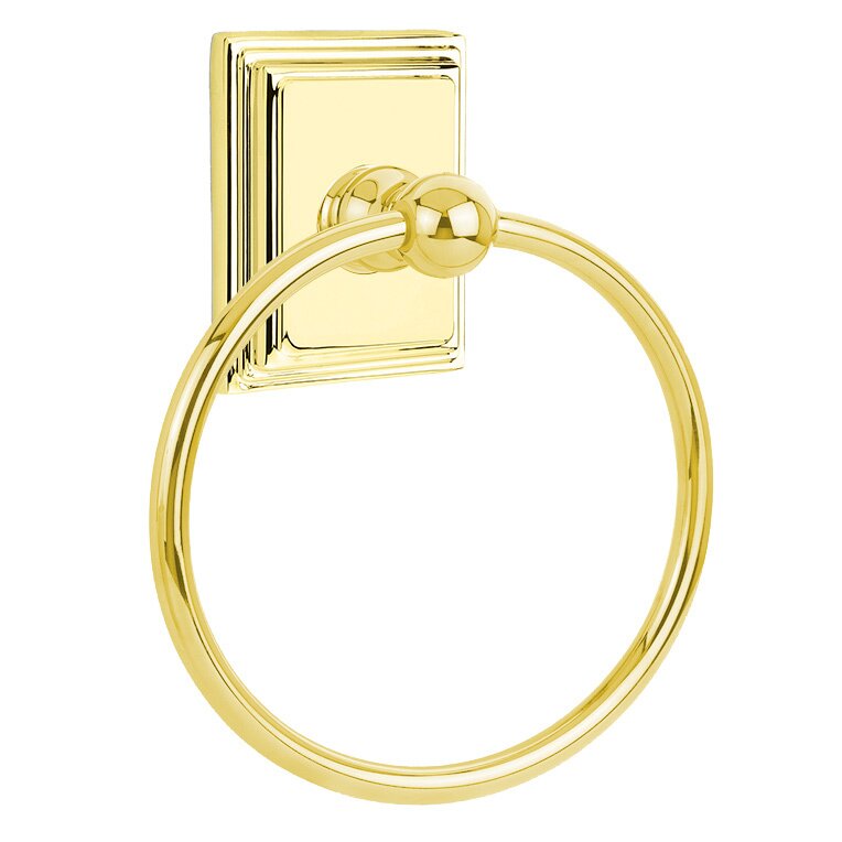 Emtek Traditional Brass Towel Ring with Wilshire Rosette