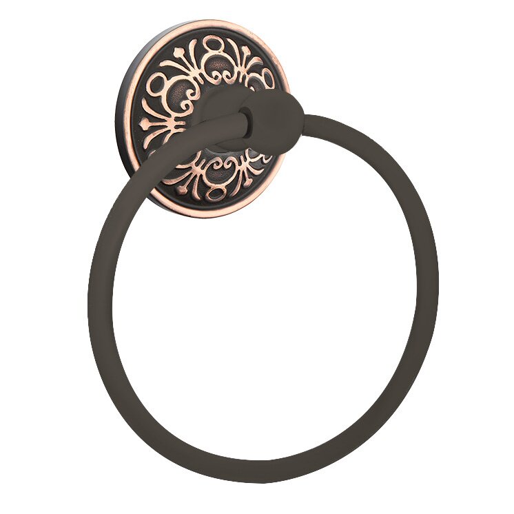 Emtek Traditional Brass Towel Ring with Lancaster Rosette