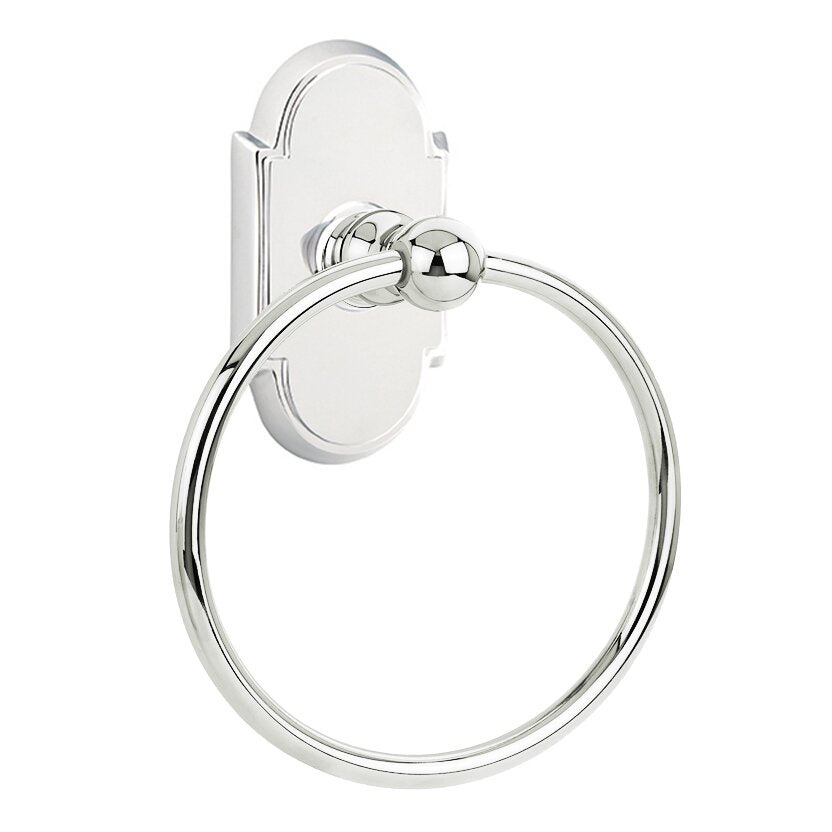 Emtek Traditional Brass Towel Ring with #8 Rosette