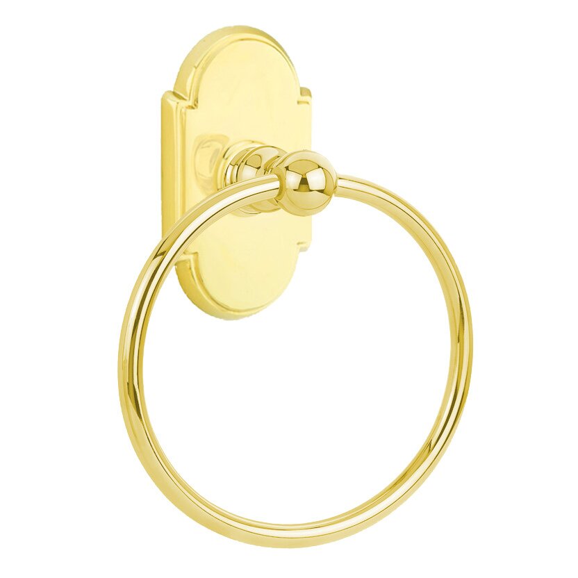 Emtek Traditional Brass Towel Ring with #8 Rosette