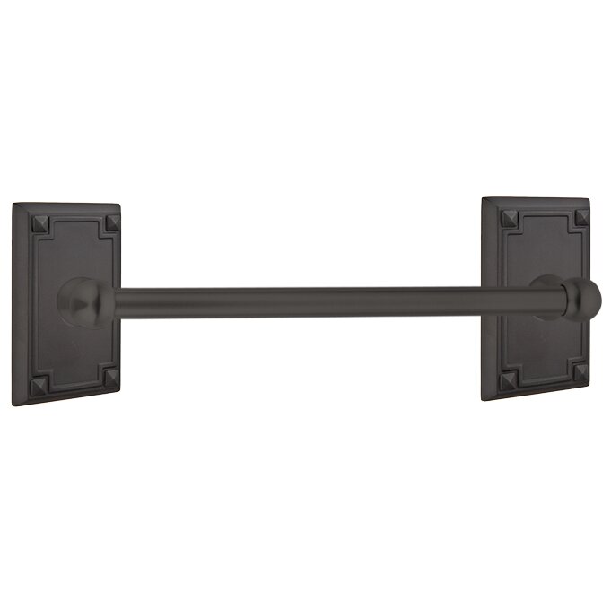 Emtek Traditional Brass Towel Bar with Arts & Crafts Rectangular Rosette