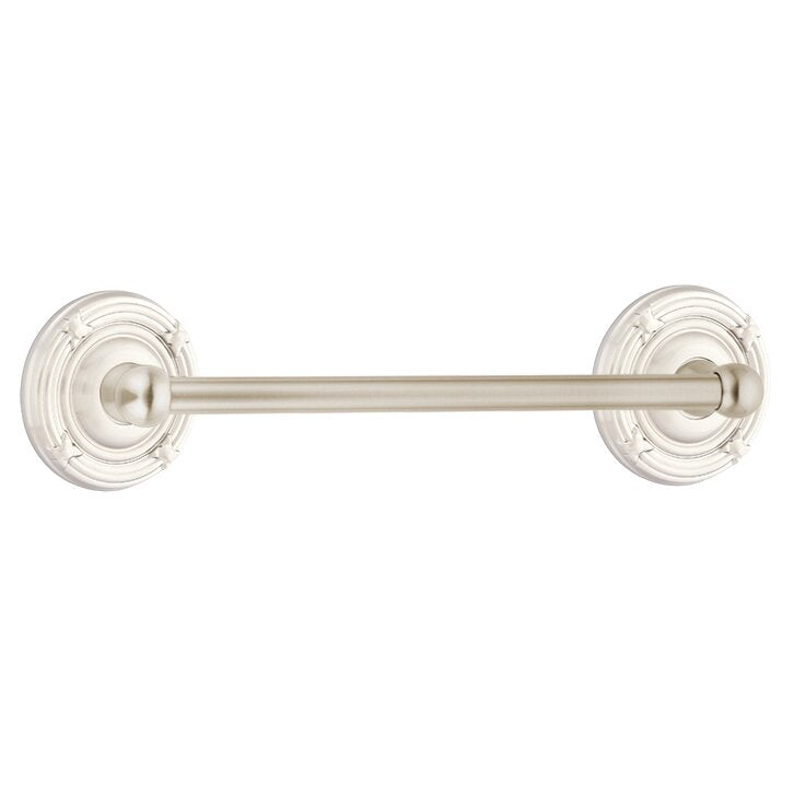 Emtek Traditional Brass Towel Bar with Ribbon & Reed Rosette