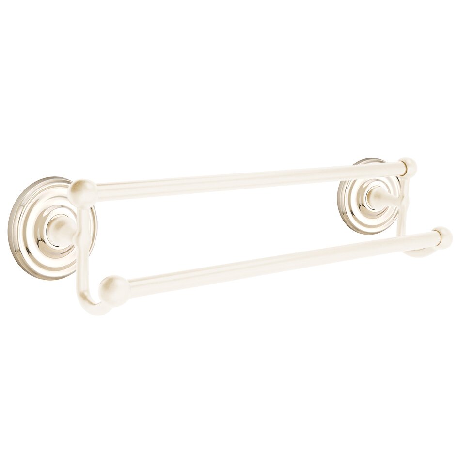 Emtek Traditional Brass Double Towel Bar with Regular Rosette