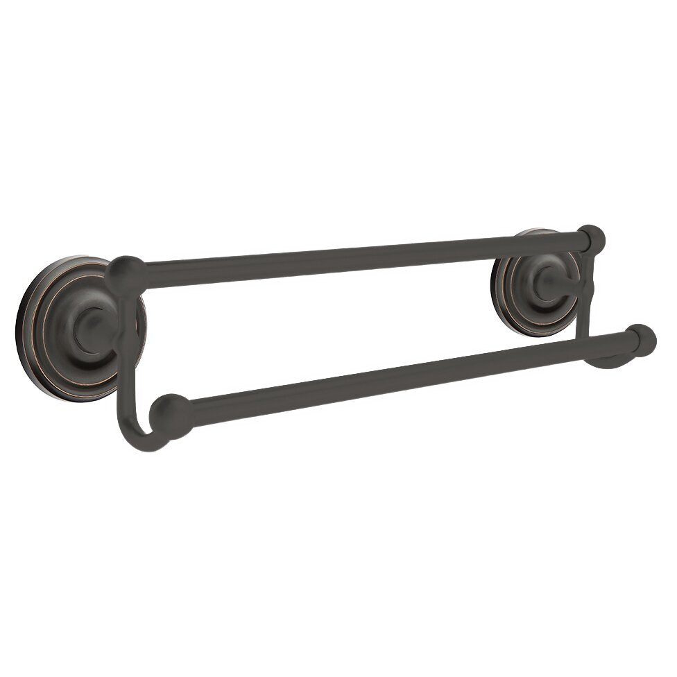 Emtek Traditional Brass Double Towel Bar with Small Regular Rosette