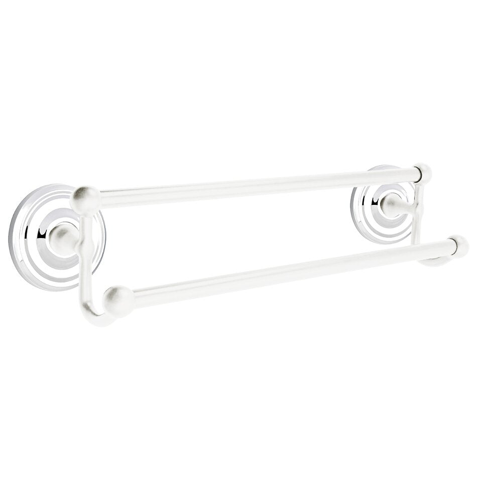 Emtek Traditional Brass Double Towel Bar with Small Regular Rosette