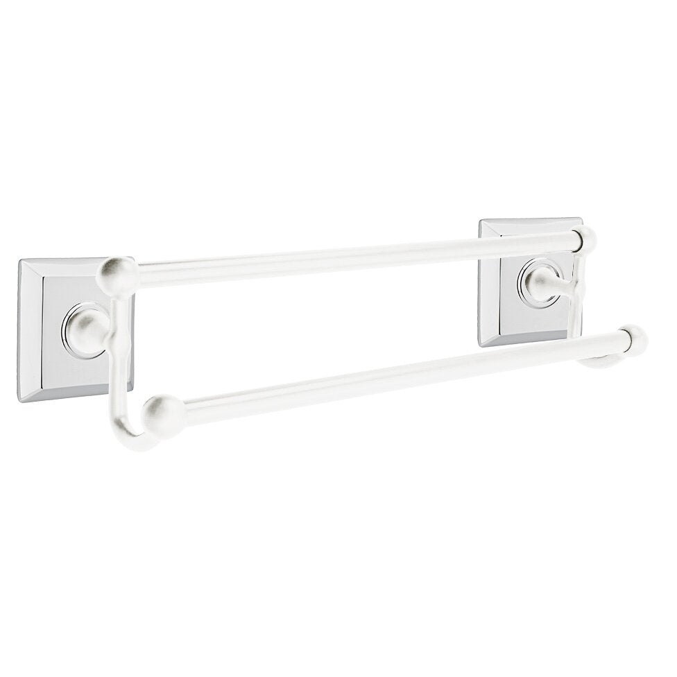 Emtek Traditional Brass Double Towel Bar with Quincy Rosette
