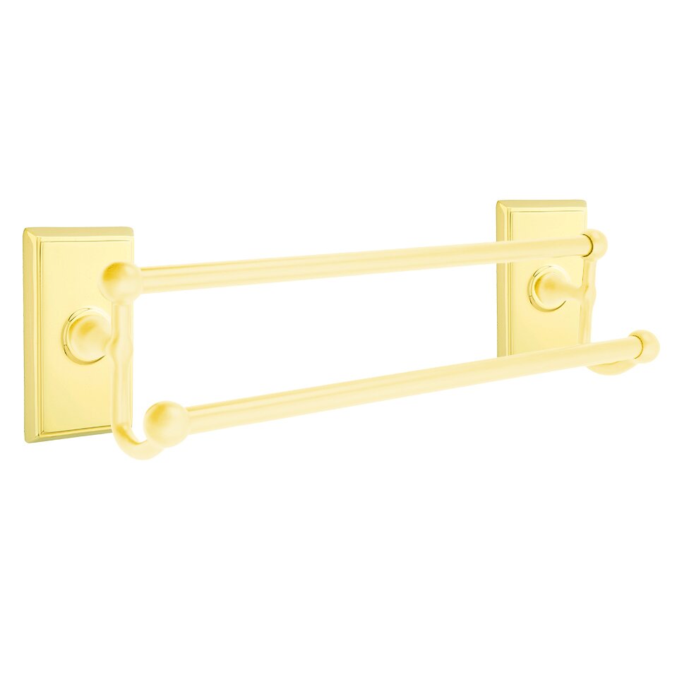 Emtek Traditional Brass Double Towel Bar with Rectangular Rosette