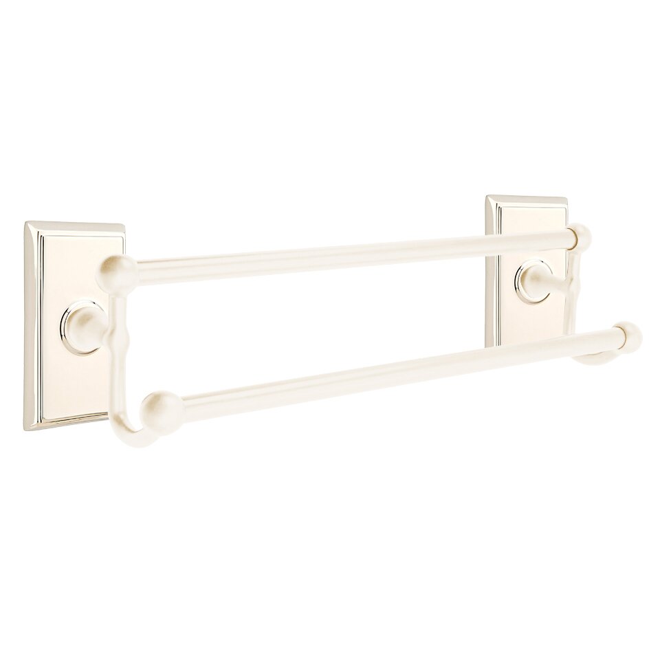 Emtek Traditional Brass Double Towel Bar with Rectangular Rosette