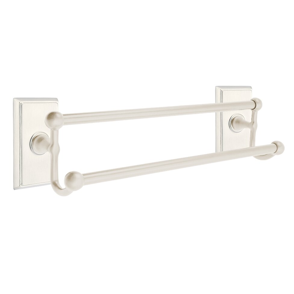 Emtek Traditional Brass Double Towel Bar with Rectangular Rosette