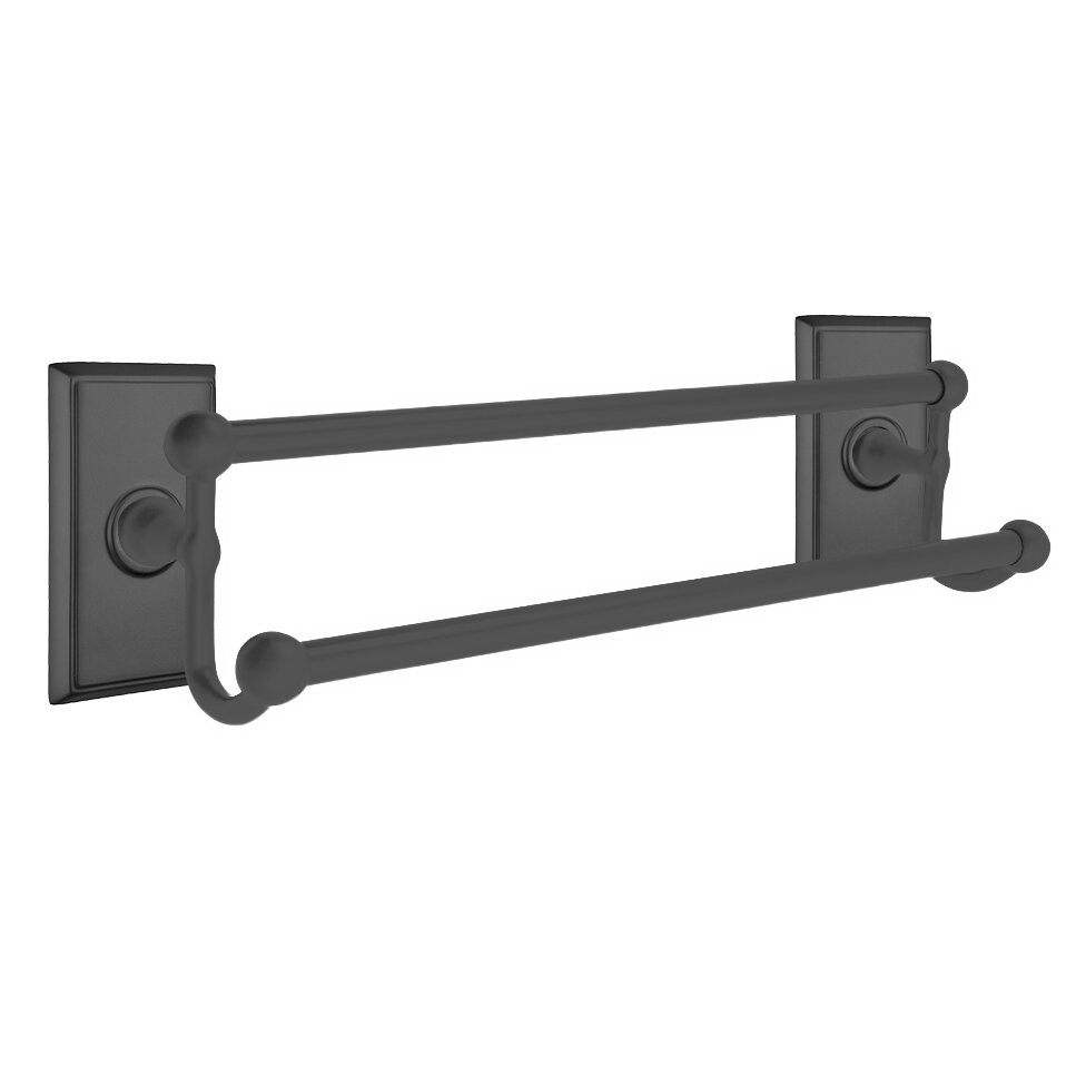 Emtek Traditional Brass Double Towel Bar with Rectangular Rosette
