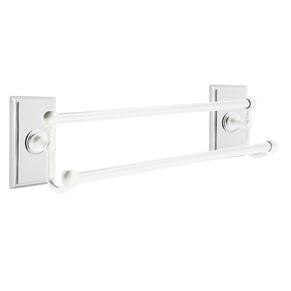 Emtek Traditional Brass Double Towel Bar with Rectangular Rosette