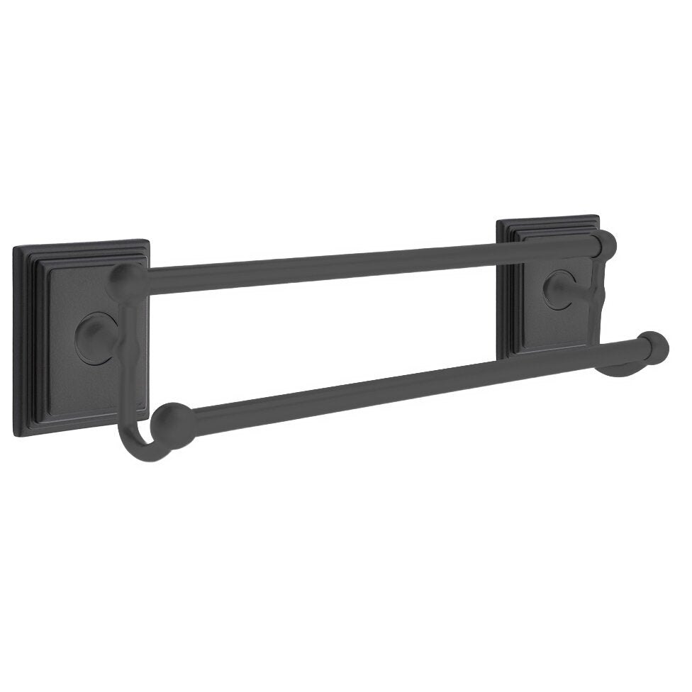 Emtek Traditional Brass Double Towel Bar with Wilshire Rosette
