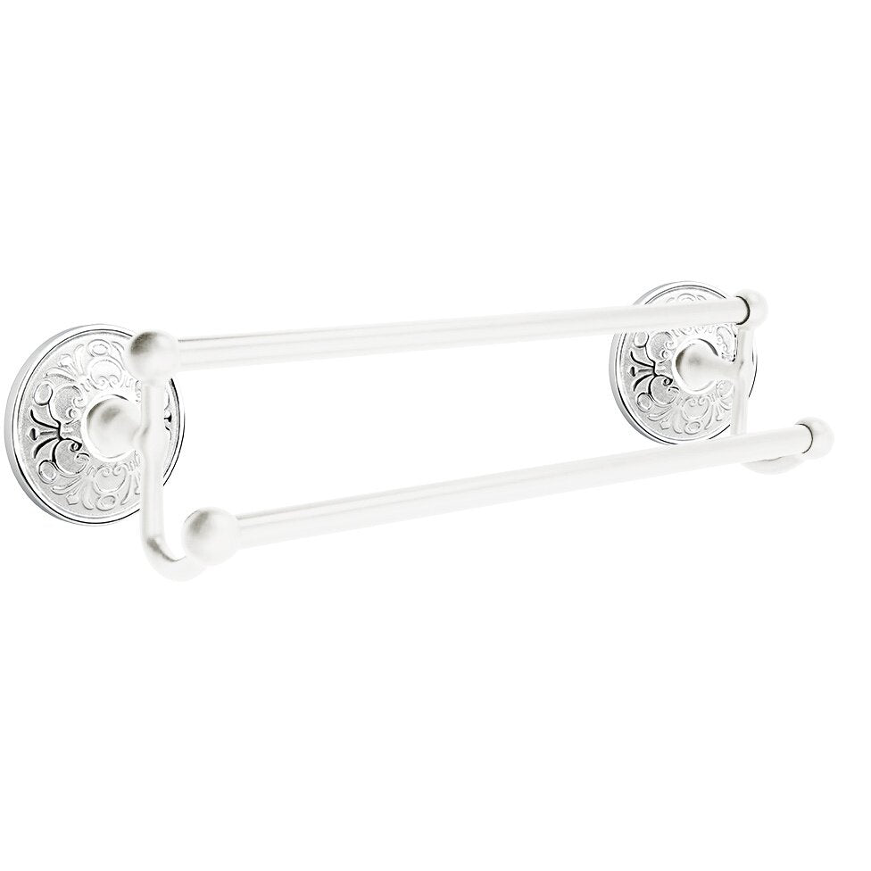 Emtek Traditional Brass Double Towel Bar with Lancaster Rosette