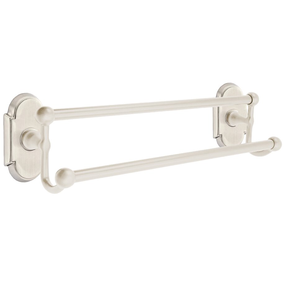 Emtek Traditional Brass Double Towel Bar with #8 Rosette