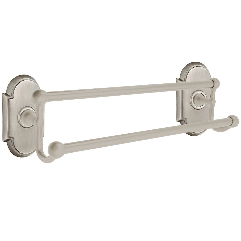 Emtek Traditional Brass Double Towel Bar with #8 Rosette