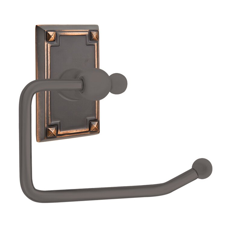 Emtek Traditional Brass Paper Holder - Bar Style with Arts & Crafts Rosette